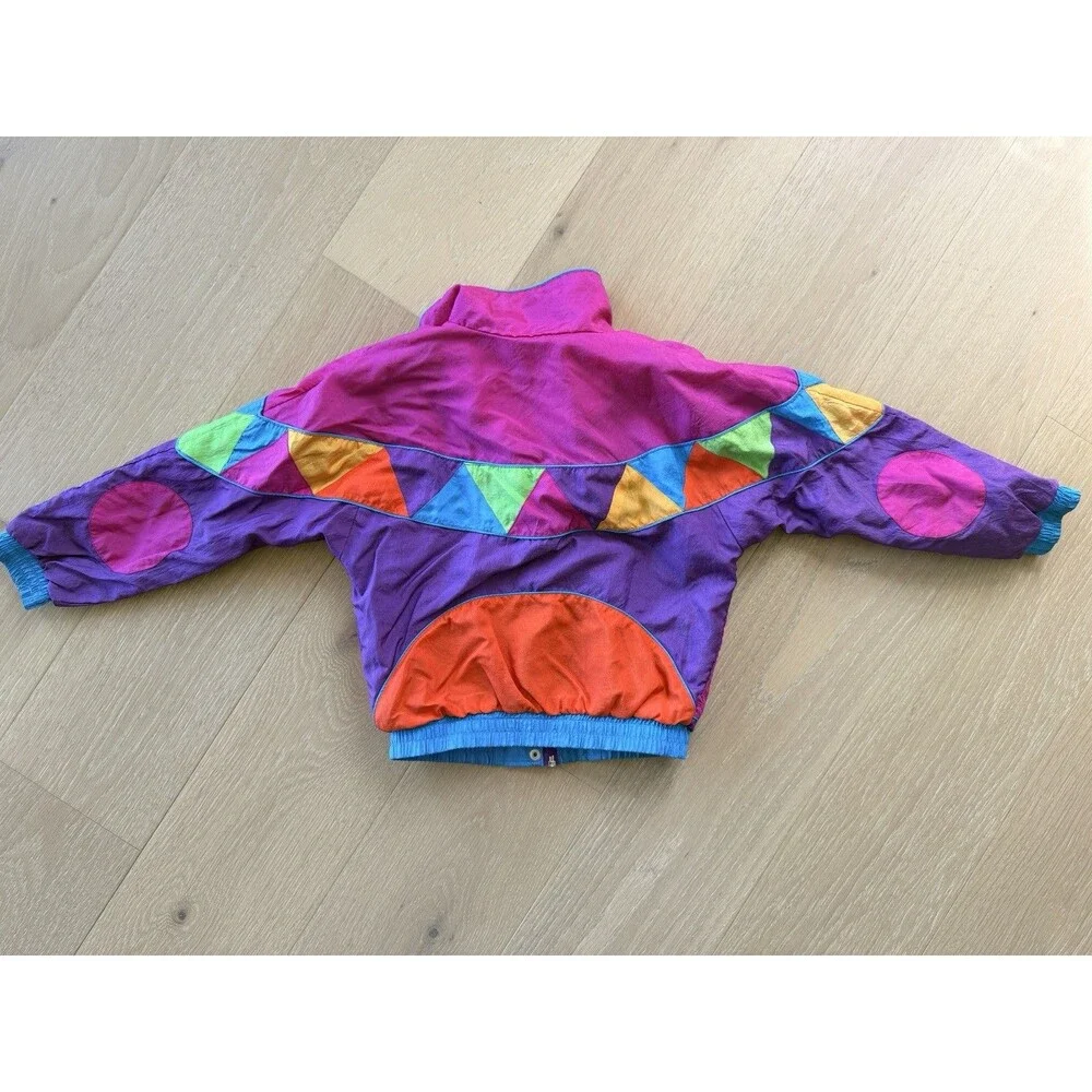 Vintage Mini Lavon Neon Nylon Windbreaker Zip Up Jacket Kids M 5/6 80s
